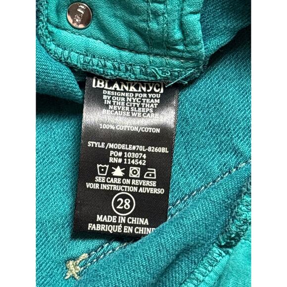 BLANK NYC Vintage Hi Rise Acid Wash Emerald Denim Shorts Size 28 - Picture 6 of 8